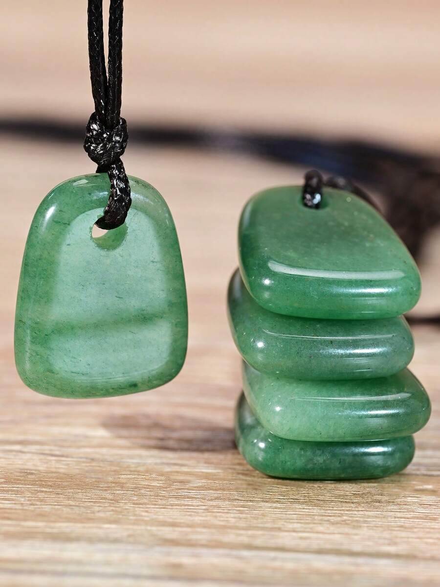 Yumfeel Natural Green Aventurine Trapezoid Pendant Necklace, Bohemian Vacation Style Women's Jewelry, Suitable For Christmas, Valentine's Day Gift, Healing Crystal