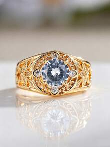 1pc Vintage Cubic Zirconia Ring For Women, Wedding Engagement Party Jewelry, Valentine's Day Gift - 1# - View 4
