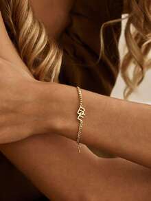 Customized Double Letter Personalized Cuban Link Bracelet, Customizable Letter Name, Couples Bracelet, Birthday Gift, Mother's Day Gift - Multicolor - View 3