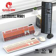 RAIKU Wireless Keyboard And Mouse Combo, 3-Color Gradient Business Office Wireless Keyboard And Mouse Set, 2.4G Wireless Multi-Color Keyboard, Computer Business Keyboard - View 2