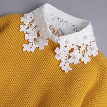 1 pieza Cuello desmontable bordado en blanco & negro para mujer, con patrón floral, decoración de cuentas, accesorio casual para primavera - Multicolor - Ver 9