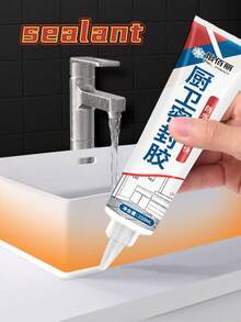 Silicone Sealant Adhesive, High & Low Temperature Resistant, Ceramic Tile Grout, Waterproof & Mold-Proof, Strong Adhesion, Furniture, Window, Door, Glass, Shower, Sink, Toilet, Kitchen Gap Repair, White Transparent, Sealing Tool, Home Essential - A - View 2