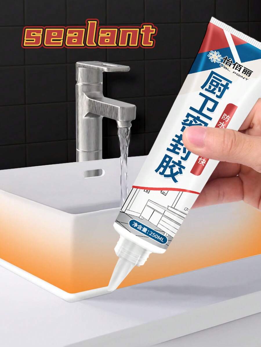 Silicone Sealant Adhesive, High & Low Temperature Resistant, Ceramic Tile Grout, Waterproof & Mold-Proof, Strong Adhesion, Furniture, Window, Door, Glass, Shower, Sink, Toilet, Kitchen Gap Repair, White Transparent, Sealing Tool, Home Essential