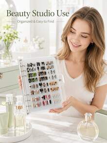 Premium 6-Page Foldable Thick Transparent Nail Polish Display Book, Heavy-Duty Press-On Nails Storage Book For Salons, Sophisticated Nail Art Style Collection Book For Collectors, Nail Art Storage & Display, Nail Supplies, Nail Organzier - Multicolor - View 14