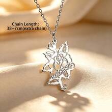 Hollow Rose Custom Name Necklace For Women 18K Gold Plated Stainless Steel Necklaces Personalized Flora Jewelry Birthday Gifts Female Daily Wear - Multicolor - View 3