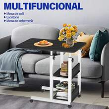 Mesa Auxiliar con Ruedas para Sala, Escritorio Mesa Ajustable con Estantes para Laptop, Escritorio para Computadora Portátil, Ideal para Sofá, Dormitorio u Oficina en Casa,80x40cm - Multicolor - Ver 7