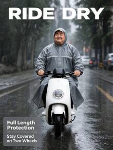 1pc Unisex Plus Size Full Body Raincoat, One-Piece Long Raincoat, Oxford Fabric Outdoor Cycling Hiking Raincoat, Full Body Raincoat For Delivery Riders, Motorcycle Riding Raincoat, Suitable For Rainy Season, Rainy Days, Halloween, Christmas - Multicolor - View 6