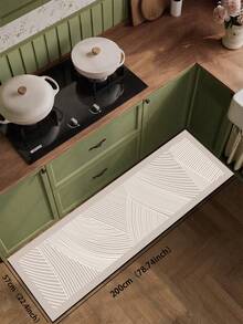 1pc Nordic Asymmetrical Curved Kitchen Diatomaceous Earth Mat, Rubber Flexible & Durable, 3.5mm Trimmable, Absorbent & Anti-Slip With Decorative Effect, Suitable For White Cabinets Healing Style Kitchen Home Decor - Multicolor - View 13