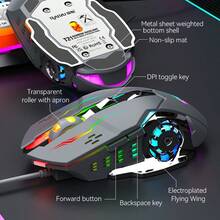 RAIKU Metal Gaming Keyboard And Mouse Set, Universal Wired Keyboard For PC, 104-Key Layout RGB Backlit Keyboard, 6D Mouse, Gaming Keyboard And Mouse Set For PC - View 7