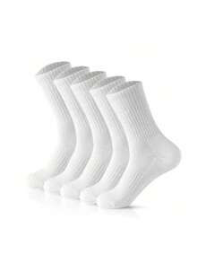 1/5/10 Pasang Kaos Kaki Panjang Unisex, Warna Polos, Desain Minimalis dan Nyaman, Kaos Kaki Hitam, Kaos Kaki Putih, Cocok untuk Semua Musim - MultiWarna - View 12