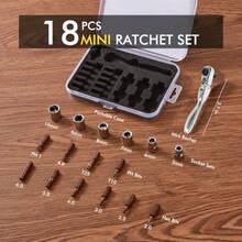 Mini Ratchet Screwdriver Set, Right Angle Screwdriver Set With 1/4 Mini Flex Ratchet Wrench And Bits Sockets For Tight Spaces Ratchet Wrench With Bits And Socket - Silver - View 2