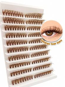 180 PCS Brown Lash Clusters 40D Pro Cluster Eyelashes D Curling Volume Lashes Fluffy Soft Wispy Lashes Extension Makeup Tool - D - 查看 2