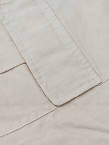 Solid Color Casual Cargo Shorts Summer (Belt Not Included) - Apricot - View 9