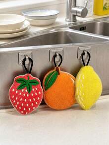Double-Sided Sponge Brush, Suitable For Strawberries, Oranges, Lemons And Other Fruits, Ideal For Home Dishwashing, Cookware Cleaning, Tableware Polishing And Kitchen Cleaning - Multicolor - View 2