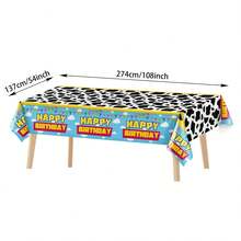 3 Packs / Single Cow Blue Sky And White Clouds Party Tablecloth - PE Plastic Tablecloth With Blue Sky And Cows Pattern, Waterproof Disposable Birthday Party Decoration Tablecloth (108x54 Inches) - Blue - View 2