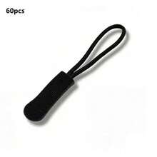 10/20/40/60/100 buah Tarikan Resleting Plastik, Tali Kepala Resleting PVC, Aksesoris Perpanjangan Ekor untuk Pakaian, Tas, dan Dompet - A-hitam - View 10