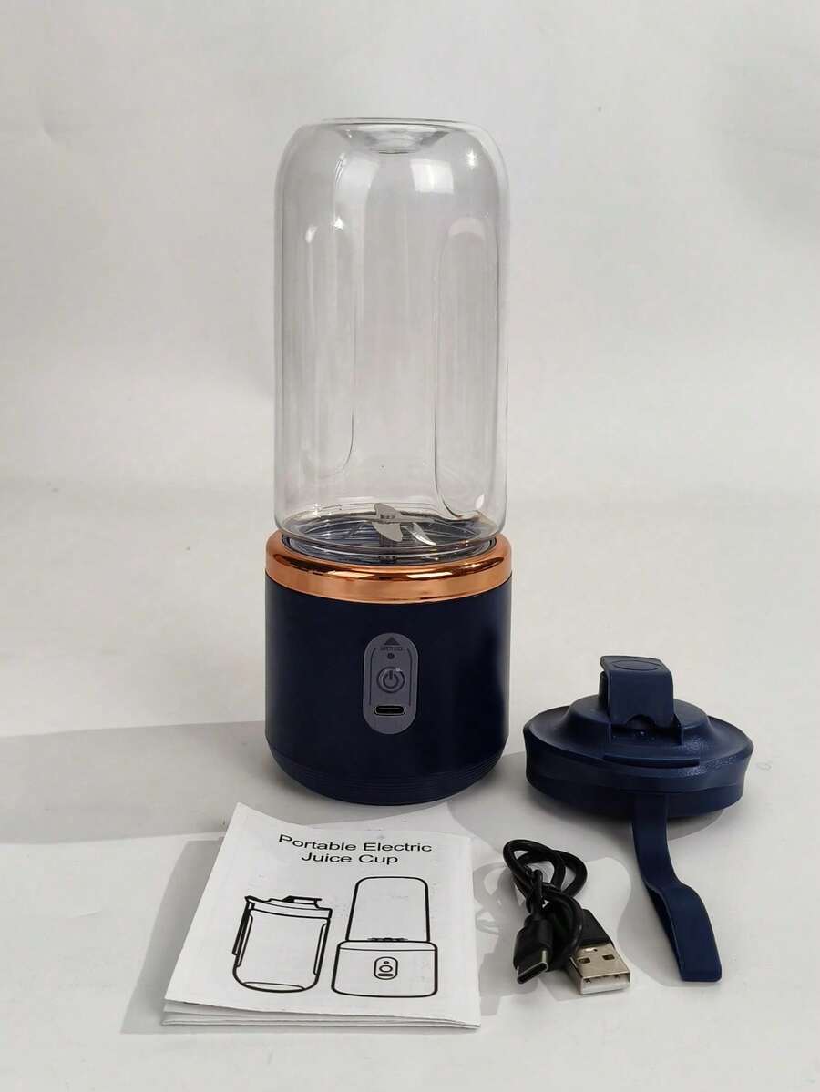1 pieza Licuadora portátil 2 en 1 con diseño de doble vaso, cuchillas de acero inoxidable, recargable por USB, fácil de limpiar para batidos, cubitos de hielo, uso en cocina y al aire libre, regalo perfecto para el Día de San Valentín, Día de la Madre, mezcla de frutas W8IH