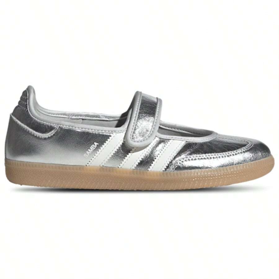 Adidas Originals Samba Jane Women's Silver Metallic/Off White/Gum Casual Sneakers KK2502 | Retro Heritage Style, Timeless Silhouette - 銀白色 - 查看 1