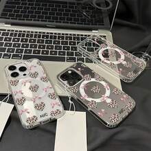 [24h Shipping From DE/FR/ES]Apple 11- 17 Phone Case - Leopard Print Case, Heart Bow, Supports Wireless Charging, Shockproof, Soft Magnetic Skin-Friendly Case, Suitable For IPhone 16 Pro Max, 15, 14 Plus, 13, 12, 11, Protective Case, Christmas Gift, New Year's Gift, Easter Gift - Clear - View 3
