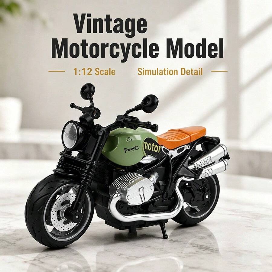 1:12 Scale Racing Motorcycle Model, Suitable As Fun Desktop Decor For Teens And Adults, Made Of Alloy And Plastic, With Spring Wheels For Movement