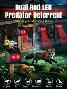 Solar Powered Animal Repellent, Waterproof Predator Eye Nighttime Animal Deterrent Device With Red LED Light, Large Coverage Outdoor Repellent Equipment, Effectively Scaring Away Rabbits, Mice, Squirrels, Deer, Foxes, Wild Boars, Birds, Suitable For Gardens, Farms, Villas - Multicolor - View 12