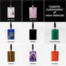 1PC Natural Crystal Pendant Blank No Carving Flat Crystal Tag Pendant, Adjustable Braided Rope Worry Stone Chakra Healing Crystal Sweater Chain Jewelr - Wu Shi Pai Round Bead Pendant - View 7