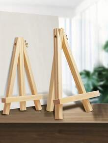 1pc Wooden Mini Art Display Easel, Multi-Functional, Can Hold Paintings And Decor, Serve As Triangular Phone Stand, Small Tablet/TV Support, Practical Desk Organizer And Display For Students Back To School - Mini Easel - View 2
