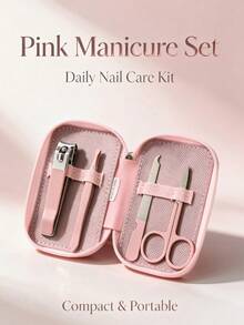 Pink Multi-Function Nail Clipper Set Stainless Steel Tools Nail Scissors Nail Clippers Nail Pliers Portable Tool Set - Pink - View 3