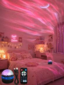 Creative Aurora LED Galaxy Projector Light, Dynamic Starry Night Glow, USB Powered Space Atmosphere Lamp With Stunning Nebula Effect, Romantic Decor For Bedroom, Living Room, Game Room, Party, Birthday, Family Gathering And Holiday Gift - Multicolor - View 13