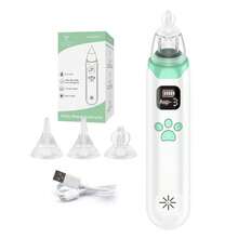 可充電電動嬰兒鼻吸器，附音樂 + 3段吸力，含3個矽膠吸頭，嬰兒鼻涕清潔器 - 綠色 - 查看 2