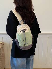 Mochila de cordón ultraligera – Mochila bandolera convertible de nailon lavado para gimnasio, viajes y uso diario - Verde - Ver 12
