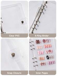Premium 6-Page Foldable Thick Transparent Nail Polish Display Book, Heavy-Duty Press-On Nails Storage Book For Salons, Sophisticated Nail Art Style Collection Book For Collectors, Nail Art Storage & Display, Nail Supplies, Nail Organzier - Multicolor - View 10