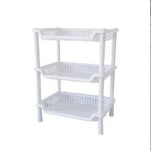 1 pieza Estantería de almacenamiento blanca minimalista y elegante de 3 niveles, multifuncional y multiusos, estable y resistente, adecuada para dormitorio, cocina, sala de estar, sótano, uso doméstico, estantería organizadora de varias capas, estantería de almacenamiento de pie para exteriores, estantería de almacenamiento para fiestas - Rosa - Ver 8