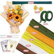576Pcs Multi-Color Pipe Cleaner Flower Bouquet DIY Kit, Soft Fuzzy Chenille Stems Craft Supplies, 400 Assorted Pipe Cleaners, Floral Stems, Floral Tape, Step-By-Step Guide & Tutorial Video, Beginner Handmade Flower Set. - 576pcs - 查看 14