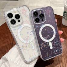 [24h Shipping From DE/FR/ES] Apple 11-17 Transparent Magnetic Romantic Fireworks Case, Compatible With Apple  16 15 14 13 12 11 Pro Max, TPU Material, Christmas, New Year, And Halloween Gift - Clear - View 4