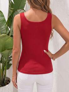 2PCS Atasan Tank Tanpa Lengan Rajut Rib Elastis Wanita, Pakaian Sehari-hari untuk Perjalanan, Liburan, dan Musim Panas - MultiWarna - View 7