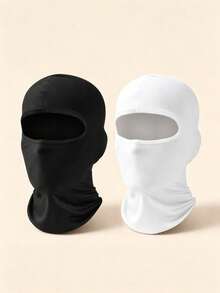 1pc/2pcs/3pcs Unisex Solid Color Printed Balaclava Headwear Set, Single Hole Full Face Mask For Cycling, Suitable For Daily Wear And Outdoor Activities - Multicolor - View 9