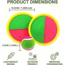1 SET Kids Suction Cup Sticky Ball Toy, Children's Ball Game Toy, Beach Toy, Sticky Ball, 2 Paddles + 1 Ball Set, Multiple Colors, Indoor And Outdoor Play, Parent-Child Interactive Toy, Halloween, Christmas, Back To School Gift - Multicolor - View 9