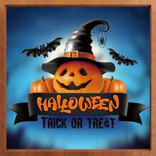 1pc Halloween Pumpkin Witch Hat Window Sticker "Trick Or Treat" Bat Spider Static Cling Window Decal, Suitable For Indoor Home Halloween Party Window Decoration - Multicolor - View 2