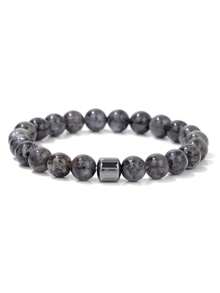 8mm Men's Natural Stone Energy Bracelet, Elastic Cord Beaded, Hematite, Malachite, Tiger Eye, Turquoise, Shoushan Stone, Multiple Styles Available - Energy Bracelet - View 7