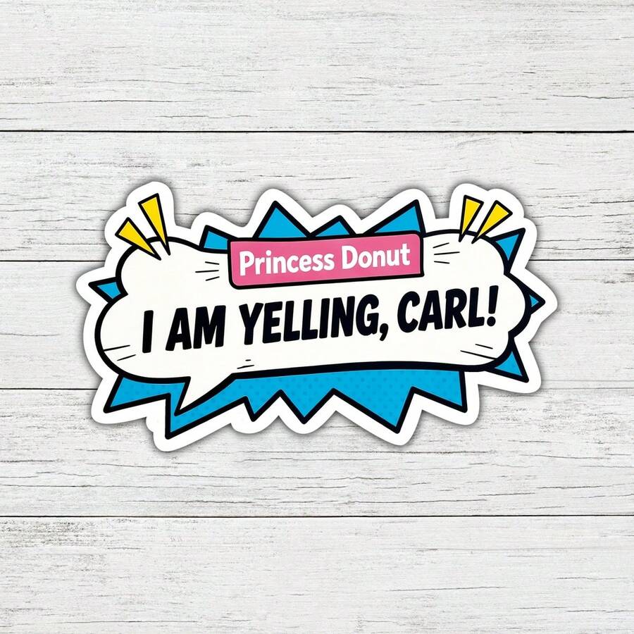 3Inch Cute Donut Princess Yelling Sticker Retro Vintage Fantasy Character Humor Decal Funny Chaos Aesthetic Decor For Laptops Water Bottles Notebooks Planner Journals Lockers Kindles Cups Refrigerators For Readers Students Creatives And Book Lovers - Multicolor - View 1