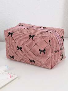 Bowknot Minimalist Large Capacity Corduroy Pencil Case, Multi-Functional Pencil Storage Bag, School And Office Supplies Stationery Organizer, Pencil Pouch, Backpack Accessory, Back To School Gift - Multiple Styles - View 9