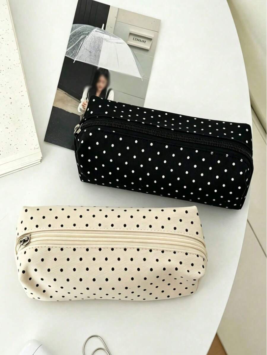 1 Stück süßes gepunktetes Federmäppchen, große Kapazität, Aufbewahrungstasche für Stifte und Stifte für Schüler, multifunktionale Reißverschluss-Tasche, kann neutrale Stifte, Textmarker, Radiergummis, Korrekturband und kleine Schreibwaren aufbewahren. Leicht und tragbar, geeignet für Schüler, Prüfungen, Büro und den täglichen Gebrauch. Schulanfang Saison (zufälliger Reißverschluss-Stil), Schulanfang - A - Übersicht 1