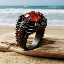 Unique Fashion Creative Scorpion Design Ring - Copper Inlaid With Large Red Zirconia, Suitable For Both Men And Women, Punk Ring - Multicolor - View 3
