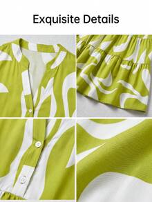 BIUBIU Women's Plus Size Notched Neck Short Sleeve Knee Length Dress,Tropical Outfits Plus Size Elegant Summer - Green - View 7