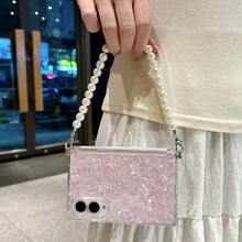 1pc Side Buckle Shell Pattern Center Axis Magnetic Fresh Ditsy Floral Foldable Phone Case For Girls, Protective Cover, Cute, Popular, Shockproof, Anti-Slip, Smart Phone Case Compatible With Samsung Galaxy Z Fold8 Galaxy Z Fold7 Galaxy Z Fold6 Galaxy Z Fold5 - Multicolor - View 9