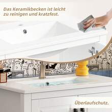 76.5 X 47 X 83, Freestanding Vanity, Fully Painted, Double-Door Cabinet, Multi-Size Storage, Integrated Ceramic Sink, Open Shelving, White. - 1 - View 6