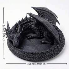 1pc 3D Printed Plastic Dragon Shaped Jewelry Tray, Dark Gothic Style Sleeping Dragon Jewelry Storage Bowl - Multicolor - View 4