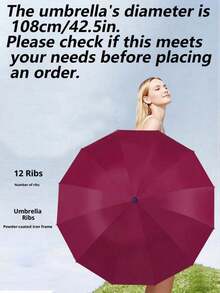 12-Rib Windproof Folding Umbrella, Travel Essential, Sun Protection & Rainproof Dual-Use, Portable Casual Vacation/Summer Supplies - Multiple Styles - View 11