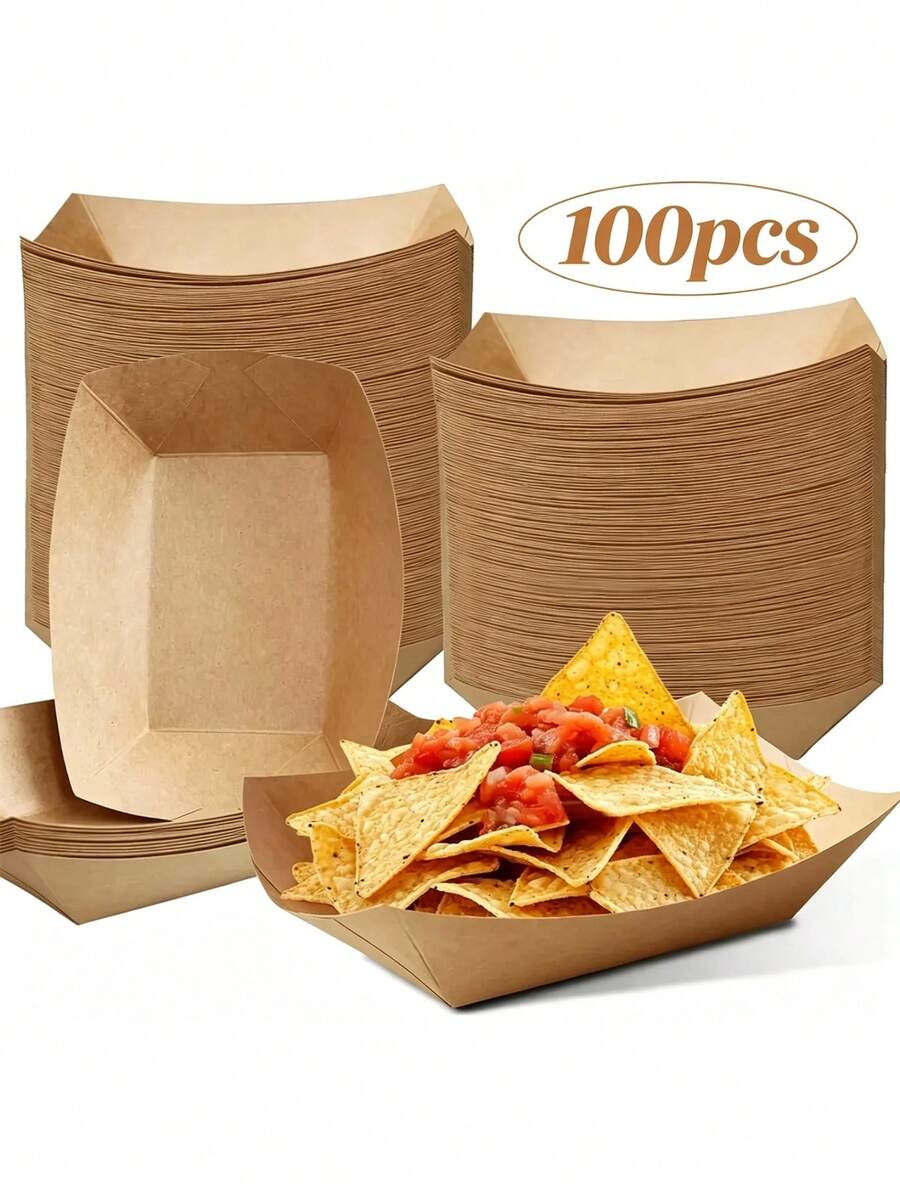 Disposable Serving Trays - Brown - View 1